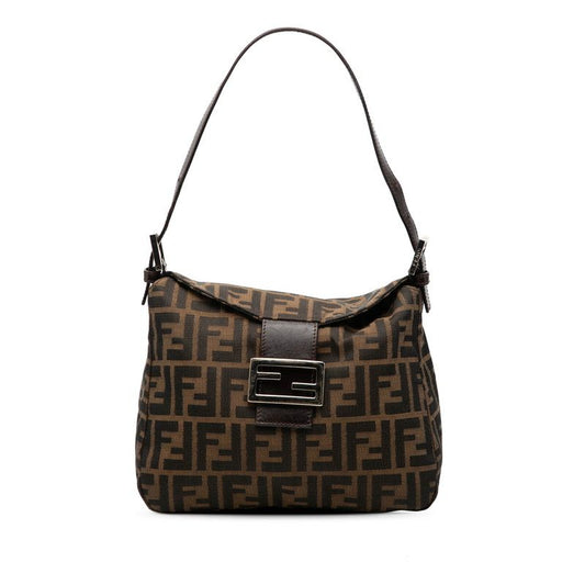 Fendi Zucca Mamma Bucket Shoulder Bag Brown Canvas Leather