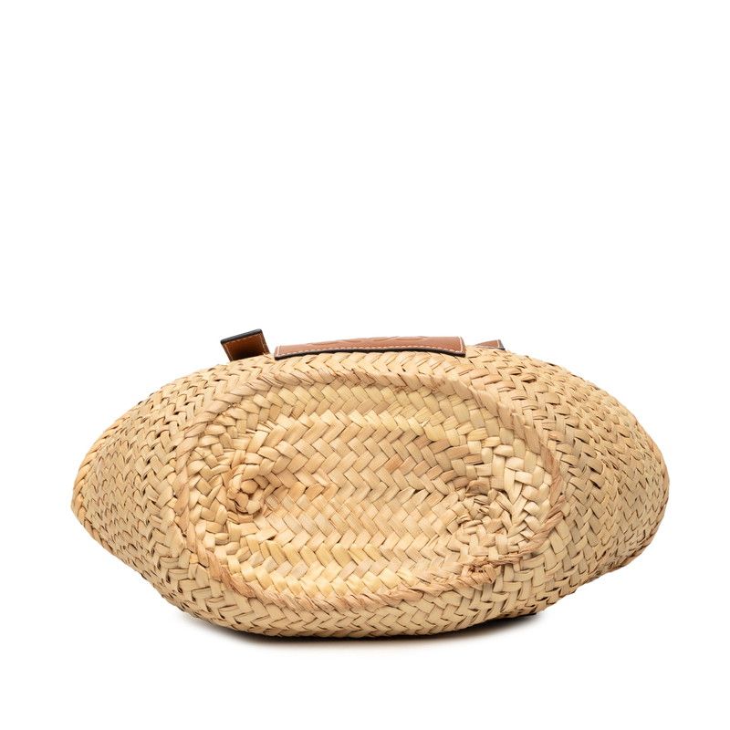 Loewe Anagram Basket Bag Small Handbag Bag Shoulder Beige Brown Raffia Leather — view 3