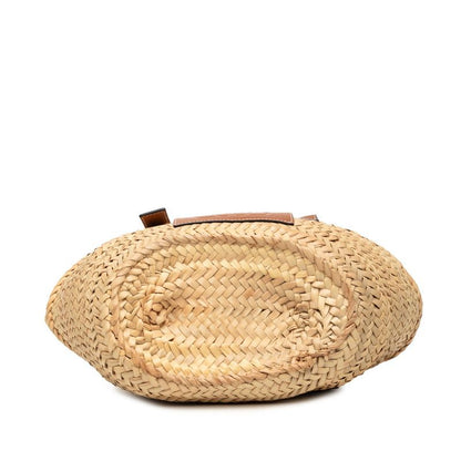Loewe Anagram Basket Bag Small Handbag Bag Shoulder Beige Brown Raffia Leather — view 3