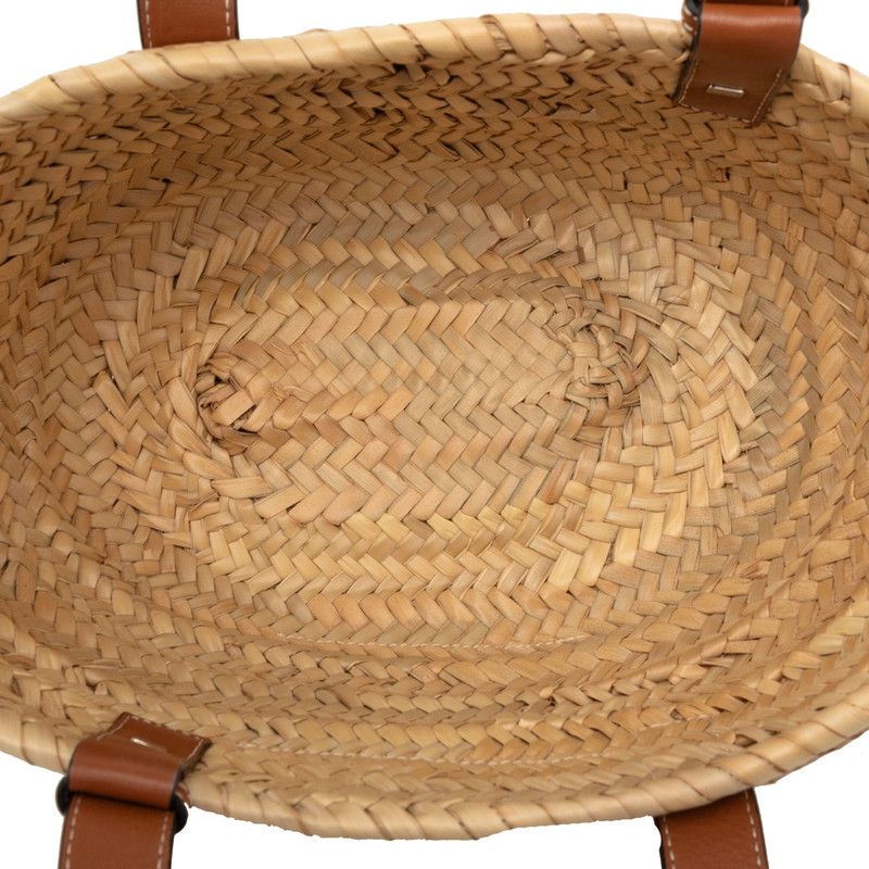 Loewe Anagram Basket Bag Small Handbag Bag Shoulder Beige Brown Raffia Leather — view 4