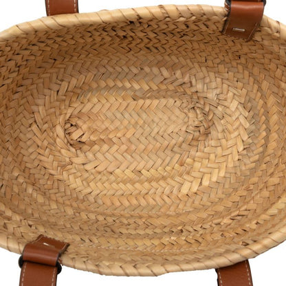 Loewe Anagram Basket Bag Small Handbag Bag Shoulder Beige Brown Raffia Leather — view 4