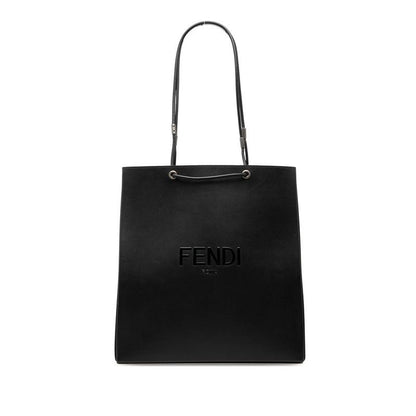 Fendi Shopping Shoulder Bag Tote Black Leather