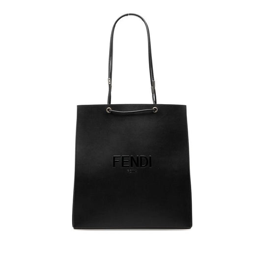 Fendi Shopping Shoulder Bag Tote Black Leather