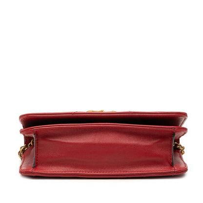 Gucci GG Marmont Quilted Chain Shoulder Bag Red Leather — view 3