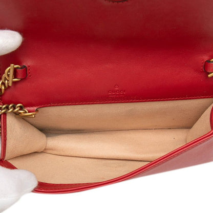 Gucci GG Marmont Quilted Chain Shoulder Bag Red Leather — view 4