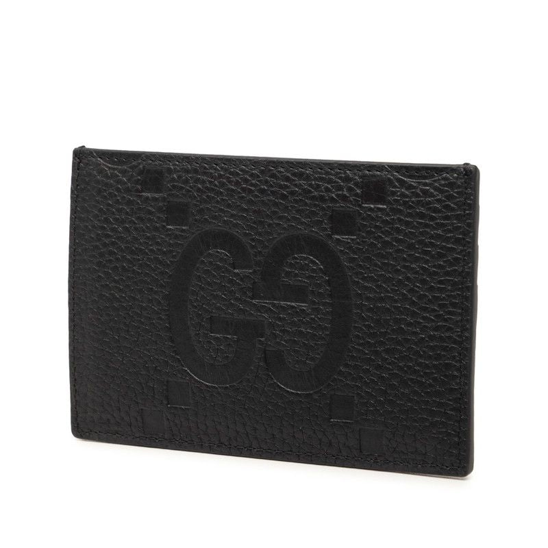 Gucci Maxi GG Jumbo Card Case Black Leather