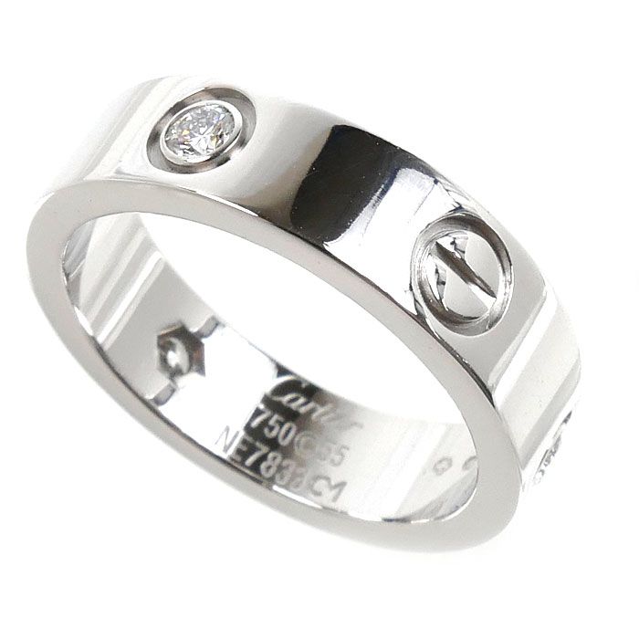 Cartier 18k White Gold Love Half Diamond Ring