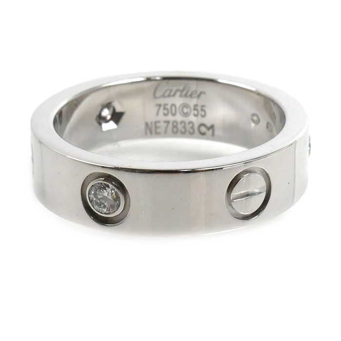 Cartier 18k White Gold Love Half Diamond Ring — view 3