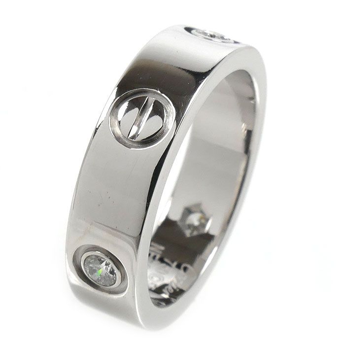 Cartier 18k White Gold Love Half Diamond Ring — view 2