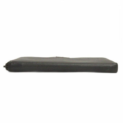 Prada Saffiano Zip Around Wallet Triangular Plate Black — view 4