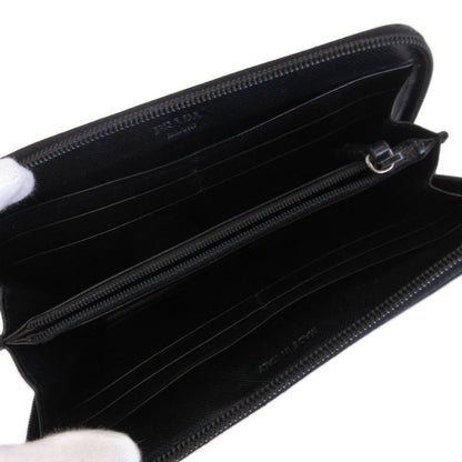 Prada Saffiano Zip Around Wallet Triangular Plate Black — view 5