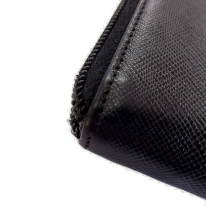Prada Saffiano Zip Around Wallet Triangular Plate Black — view 8