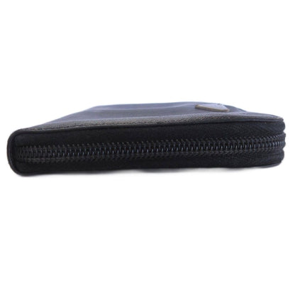 Prada Saffiano Zip Around Wallet Triangular Plate Black — view 2