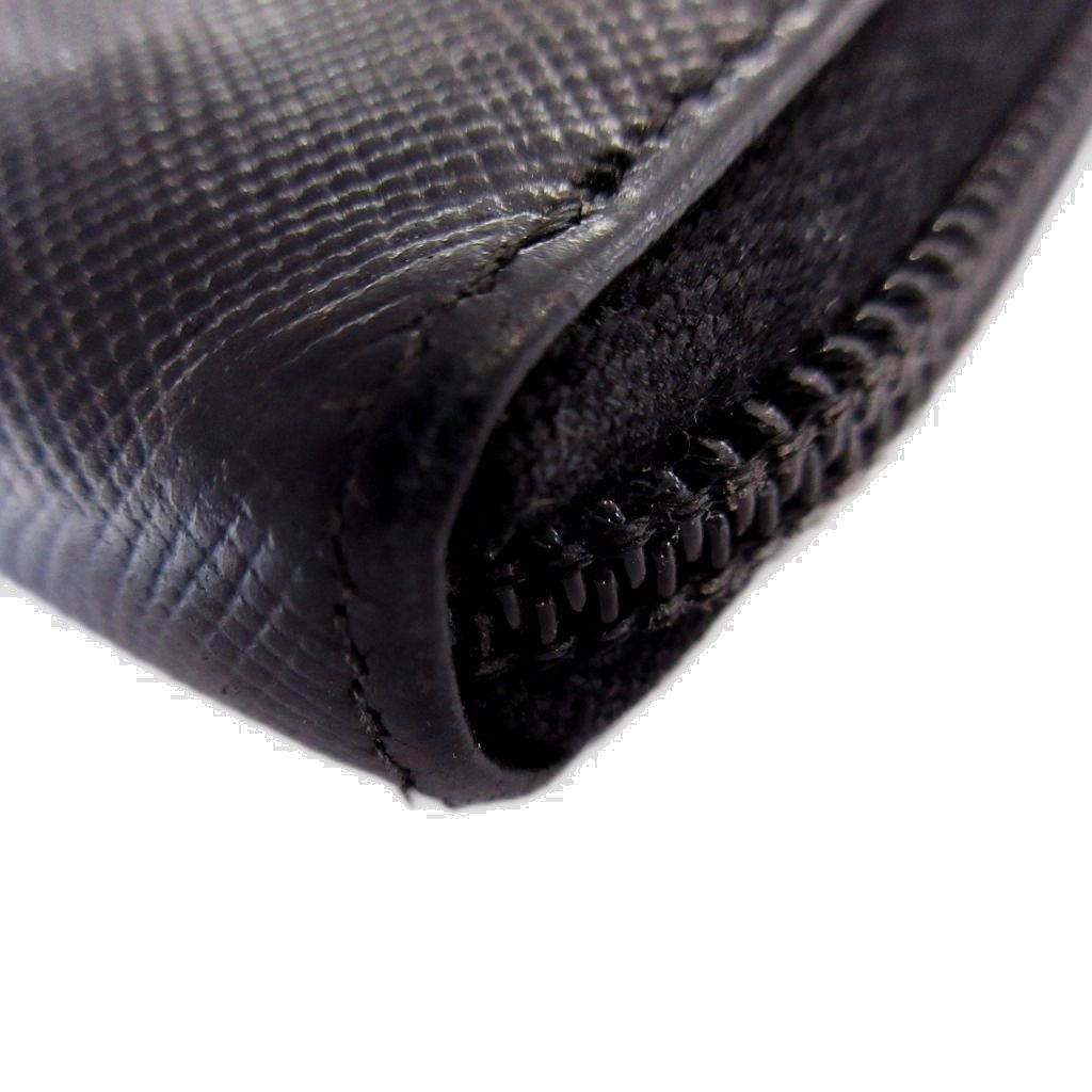 Prada Saffiano Zip Around Wallet Triangular Plate Black — view 9