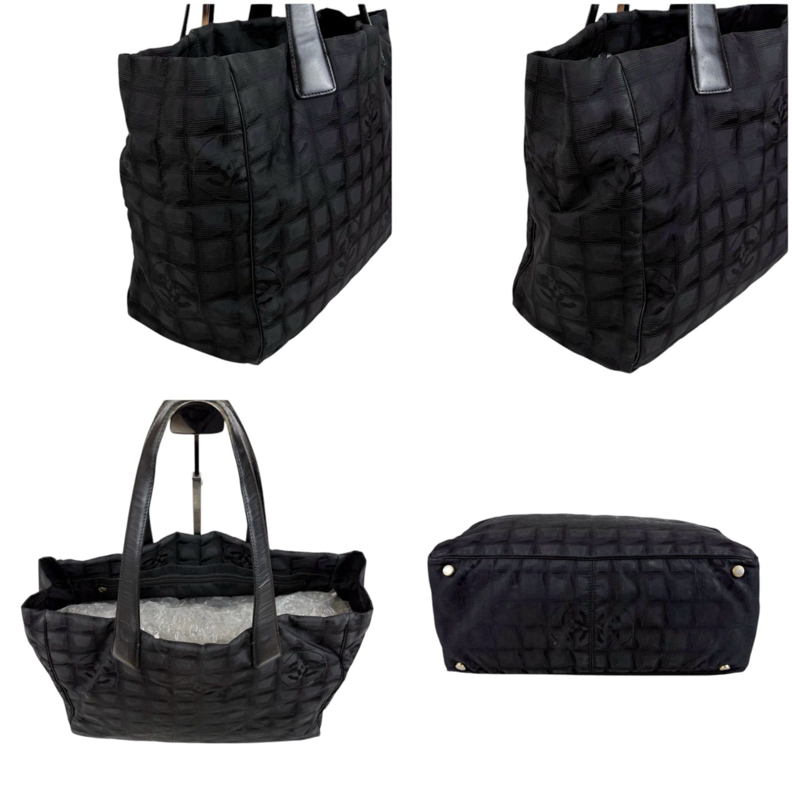 Chanel New Travel Line Tote MM Black Nylon Canvas — view 2
