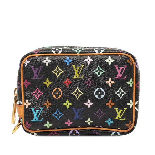 Louis Vuitton Monogram Multicolor Trousse Wapiti Pouch Case Black Leather