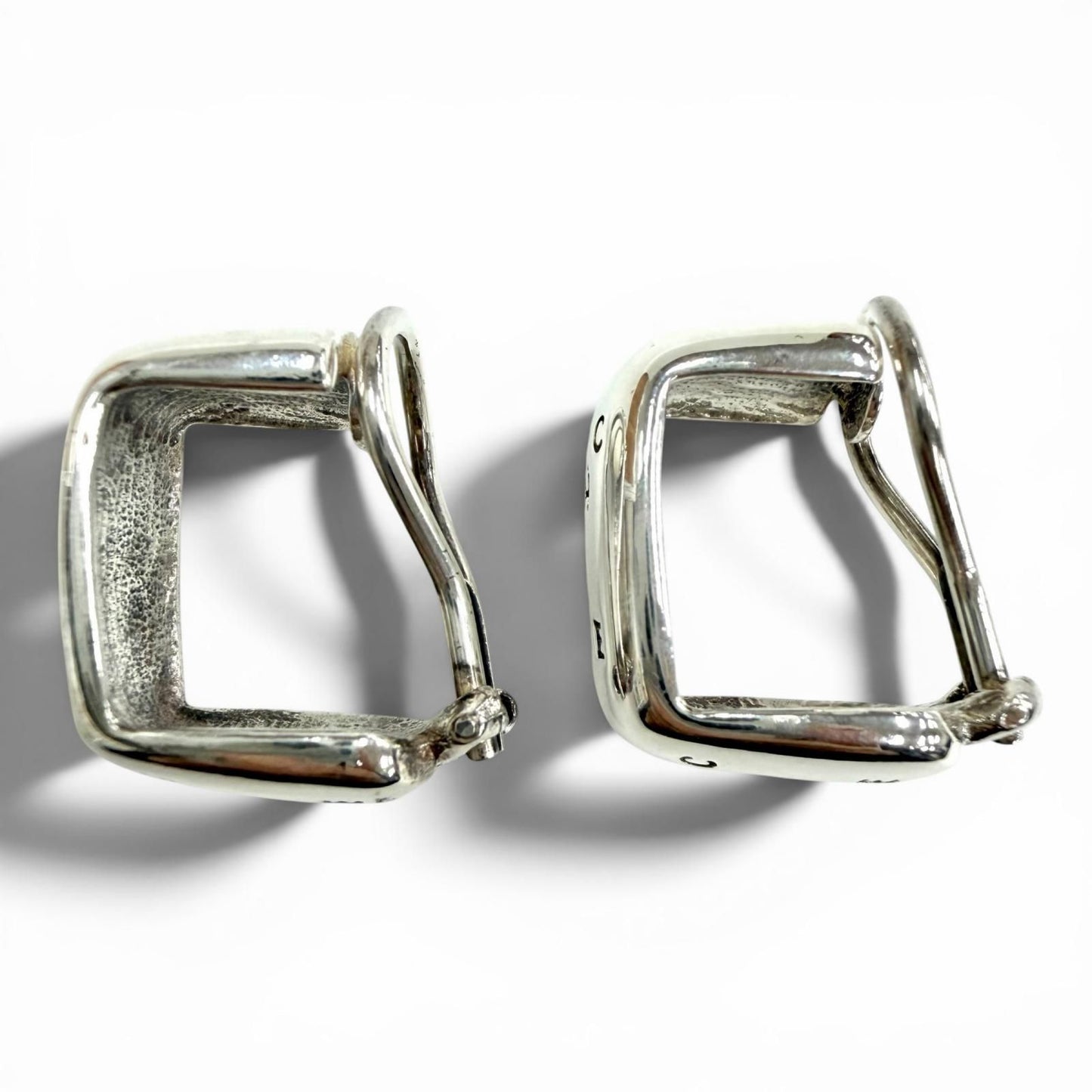 Chanel Vintage 925 Log Clip on Earrings Silver — view 2