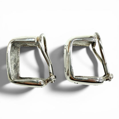 Chanel Vintage 925 Log Clip on Earrings Silver — view 2