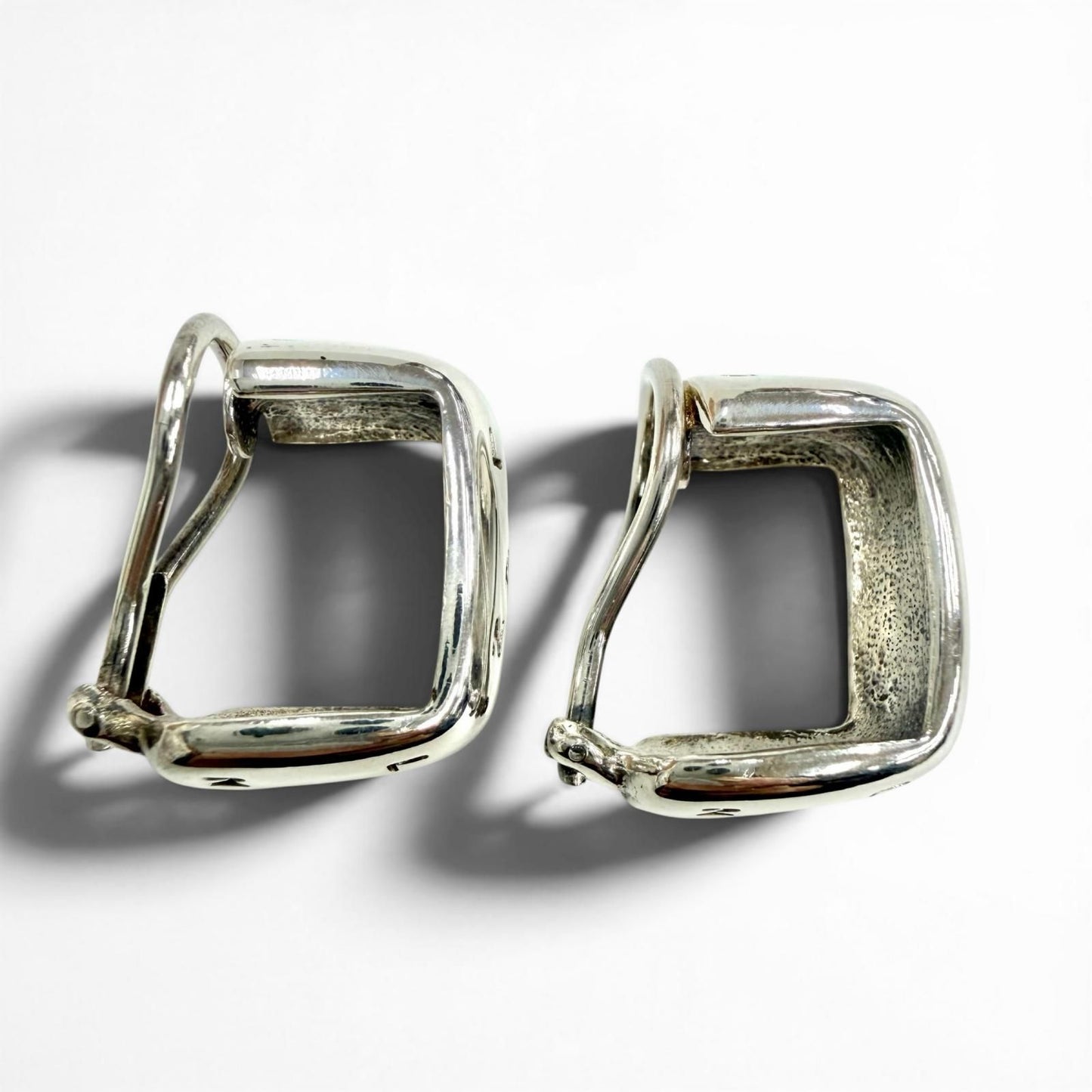 Chanel Vintage 925 Log Clip on Earrings Silver — view 4