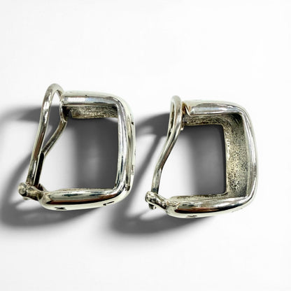 Chanel Vintage 925 Log Clip on Earrings Silver — view 4