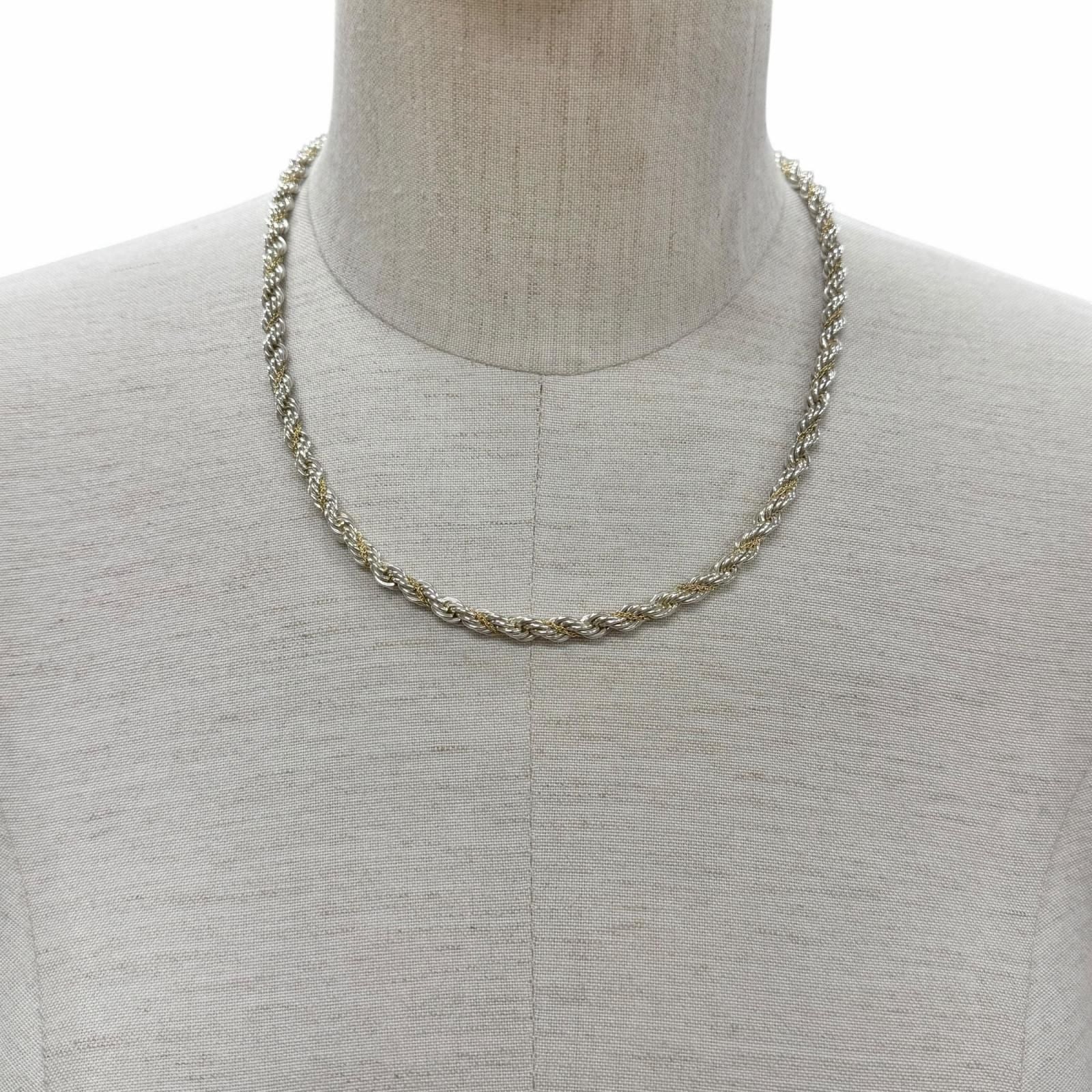 Tiffany & Co 925 18k Combination Screw Chain Twist Rope Necklace Silver Gold — view 5