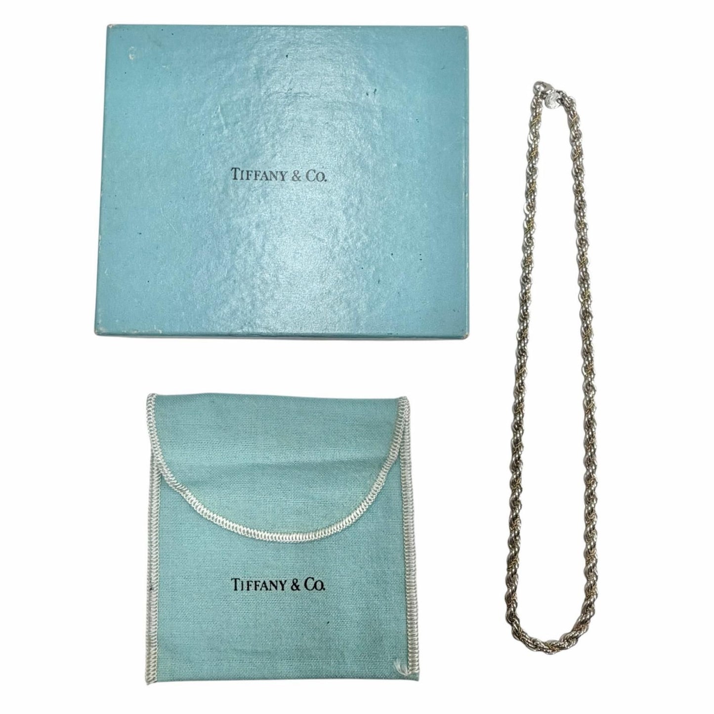 Tiffany & Co 925 18k Combination Screw Chain Twist Rope Necklace Silver Gold — view 2