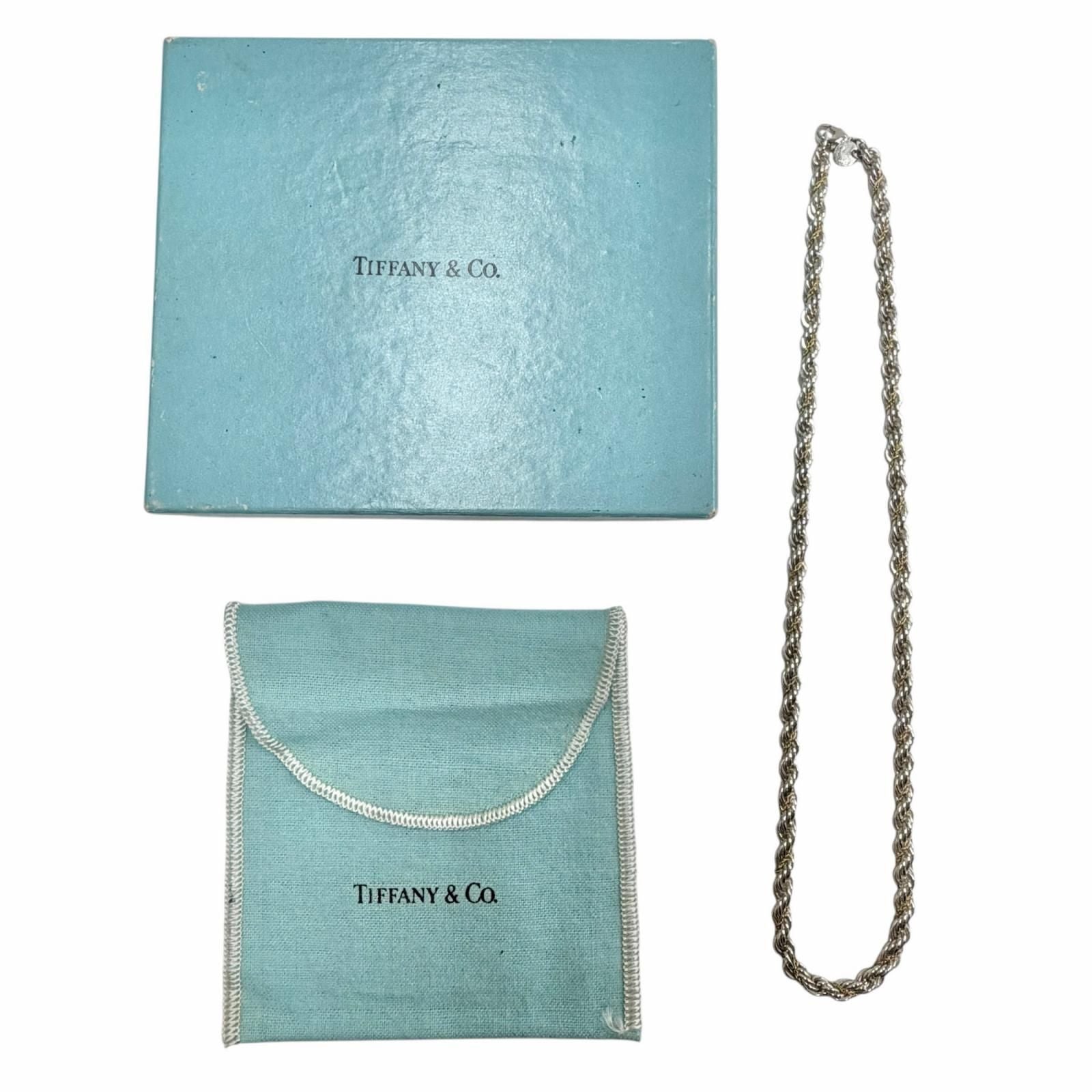 Tiffany & Co 925 18k Combination Screw Chain Twist Rope Necklace Silver Gold — view 2