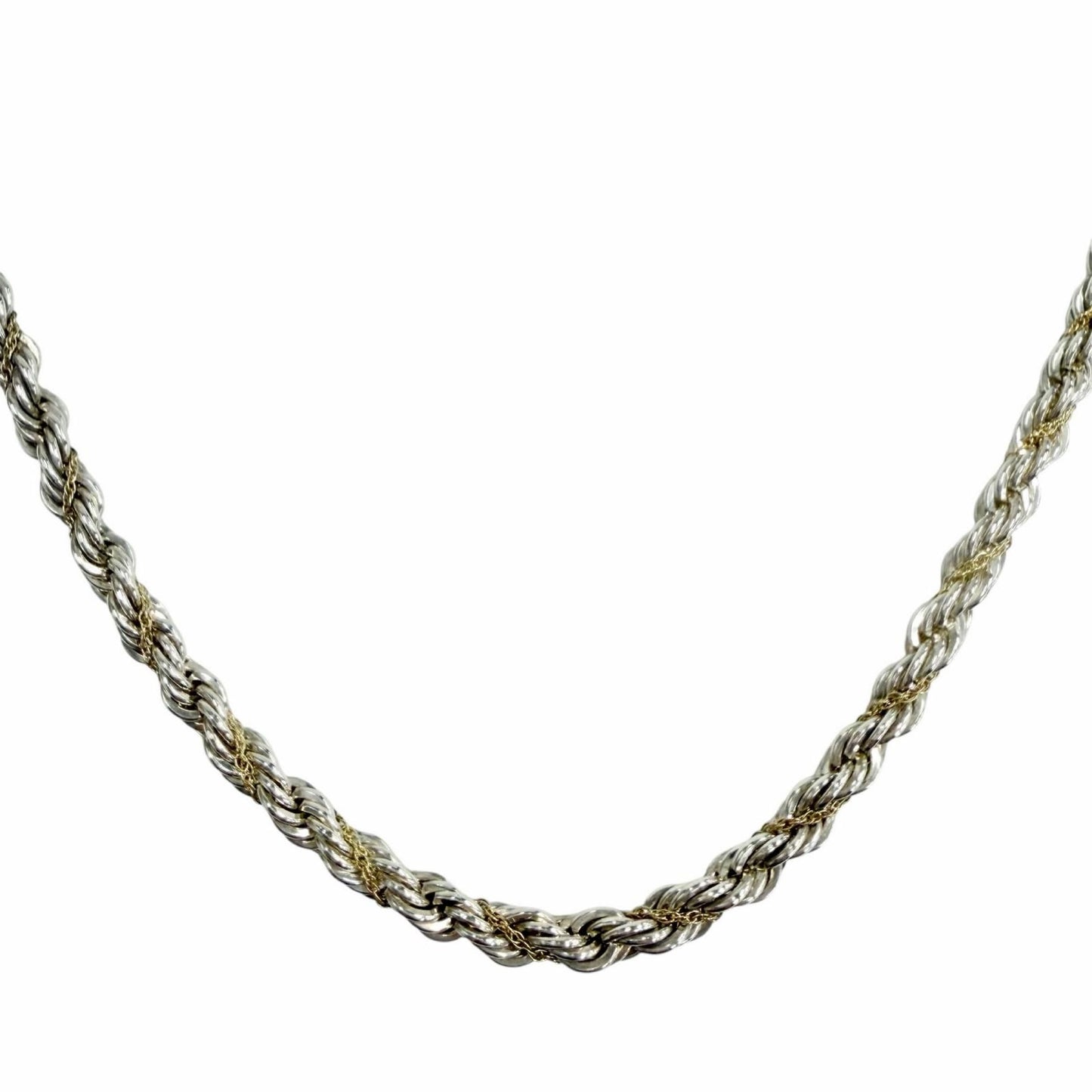 Tiffany & Co 925 18k Combination Screw Chain Twist Rope Necklace Silver Gold