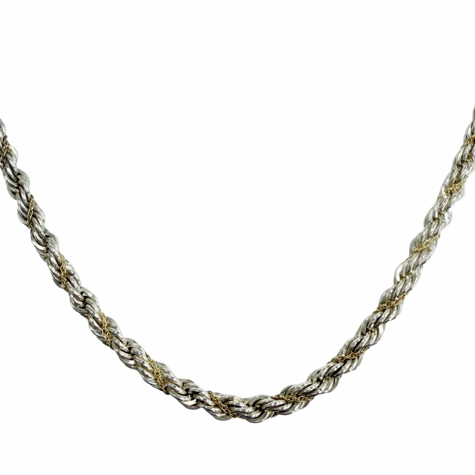 Tiffany & Co 925 18k Combination Screw Chain Twist Rope Necklace Silver Gold