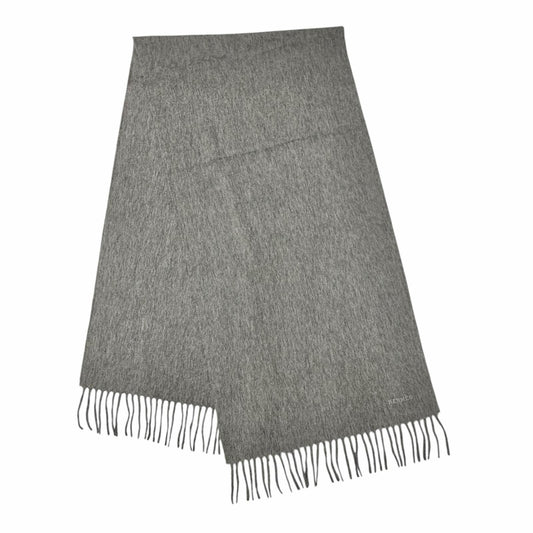Hermes Rectoverso Cashmere 100% Logo Embroidery with Fringe Scarf Shawl Gray