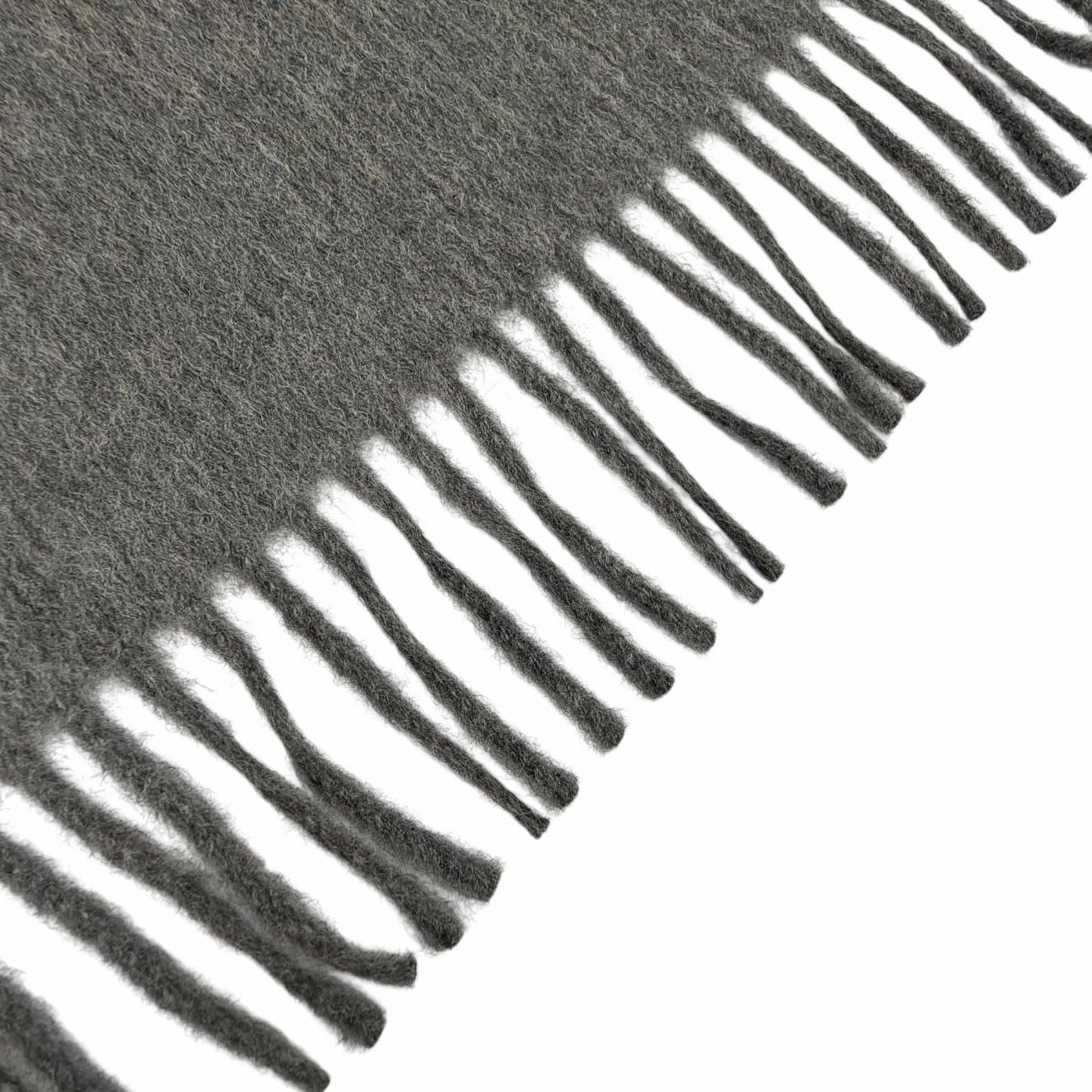 Hermes Rectoverso Cashmere 100% Logo Embroidery with Fringe Scarf Shawl Gray — view 6