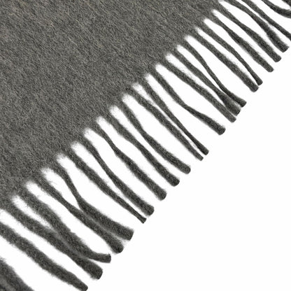Hermes Rectoverso Cashmere 100% Logo Embroidery with Fringe Scarf Shawl Gray — view 6