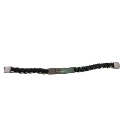 Saint Laurent Bangle Cabchain Leather Bracelet Silver — view 7