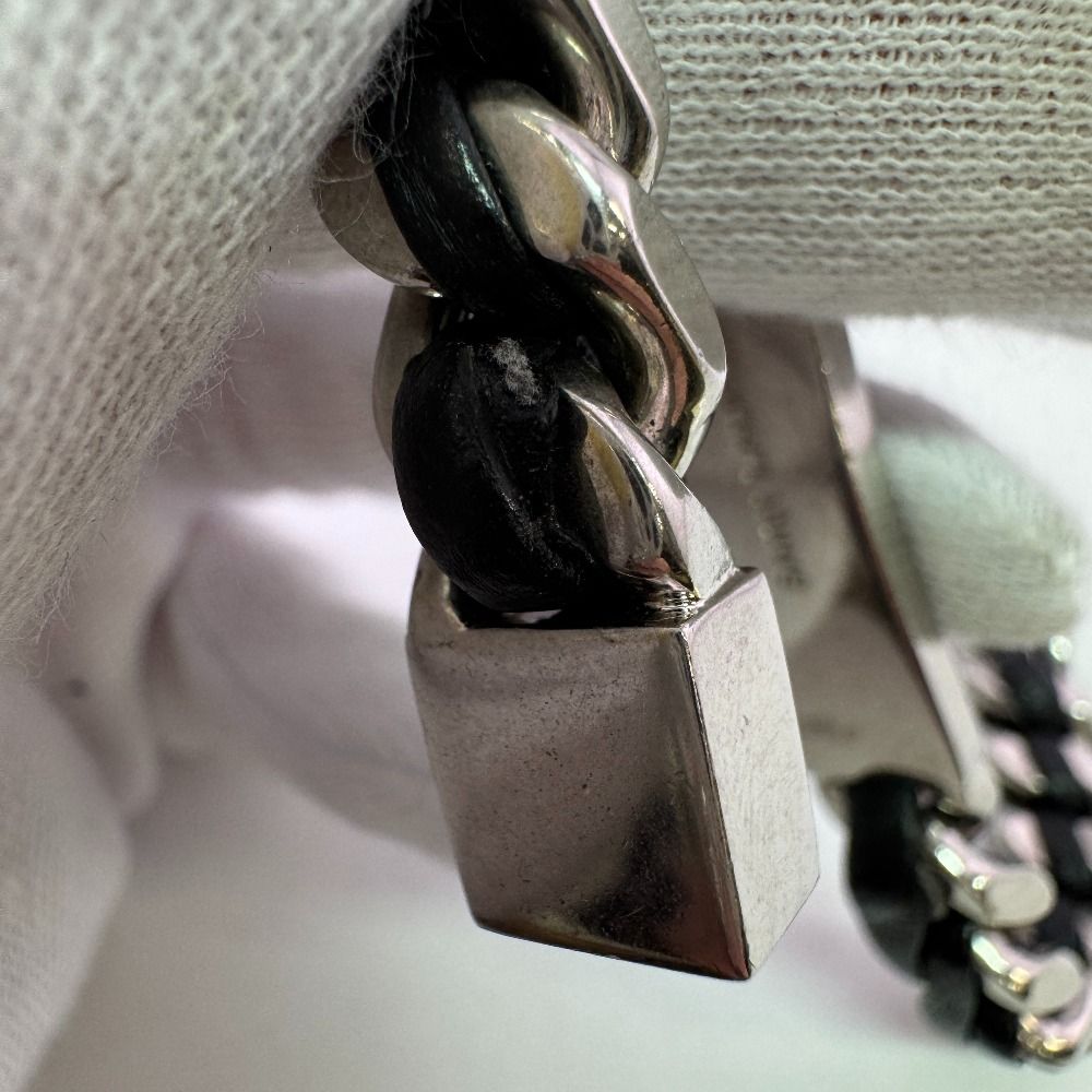 Saint Laurent Bangle Cabchain Leather Bracelet Silver — view 6