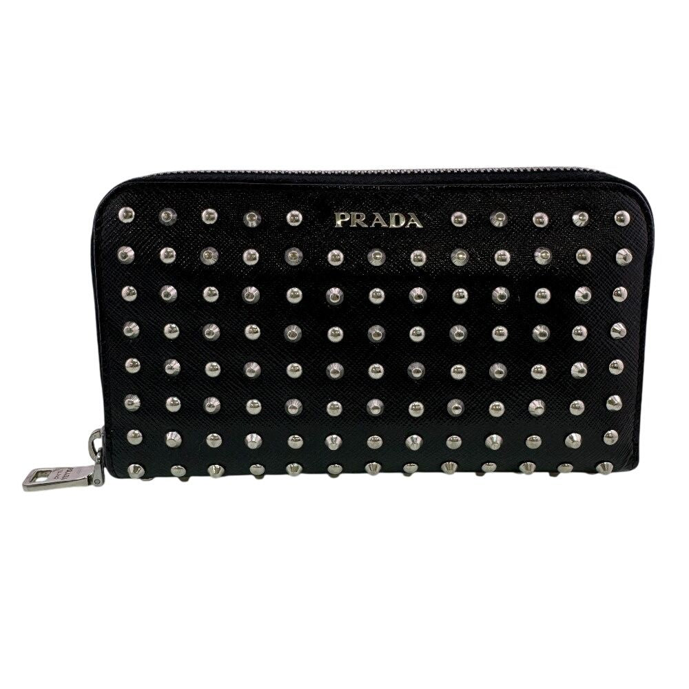 Prada Zip Around Studded Wallet