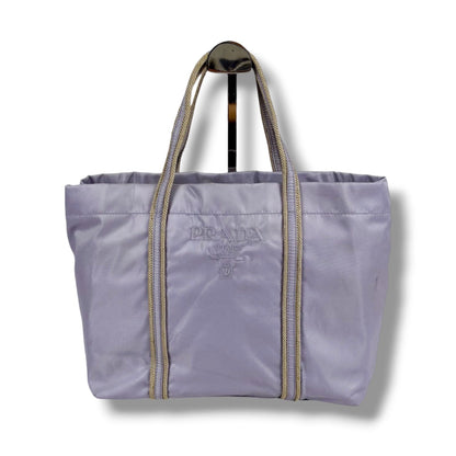Prada Logo Embroidery Mini Tote Light Purple Tessuto