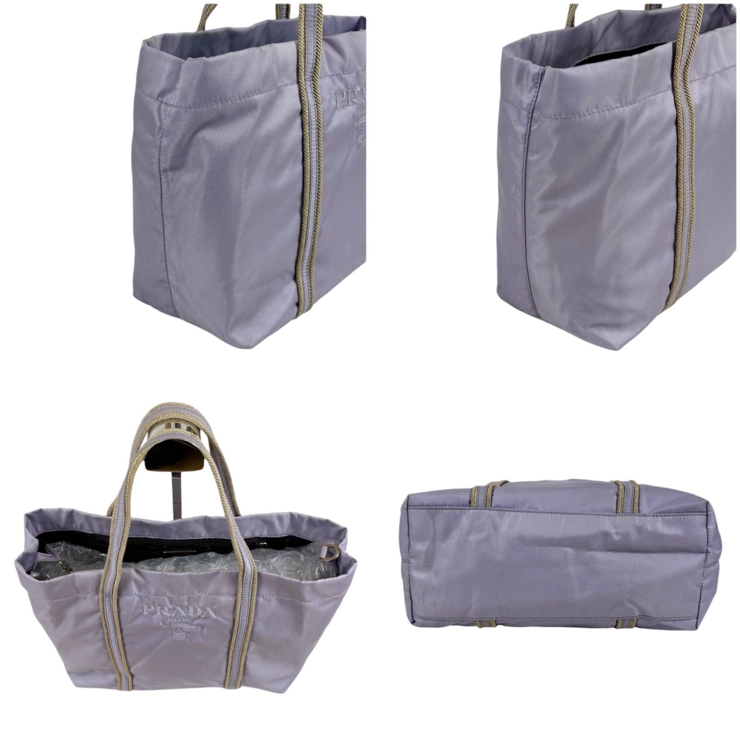 Prada Logo Embroidery Mini Tote Light Purple Tessuto — view 3