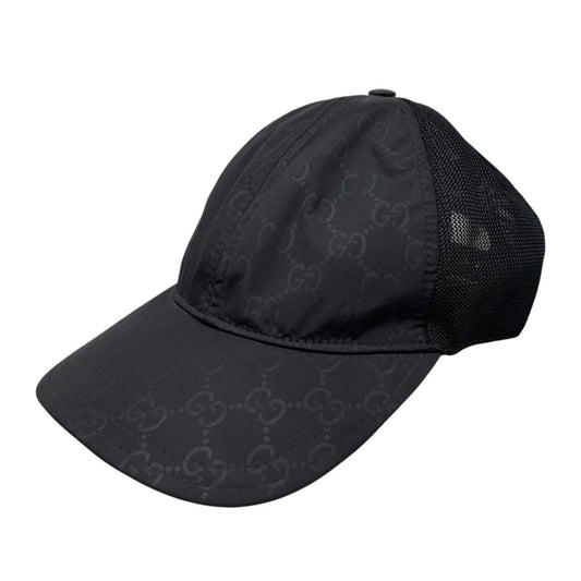Gucci Hat GG Nylon Baseball Cap L Logo Mesh Black