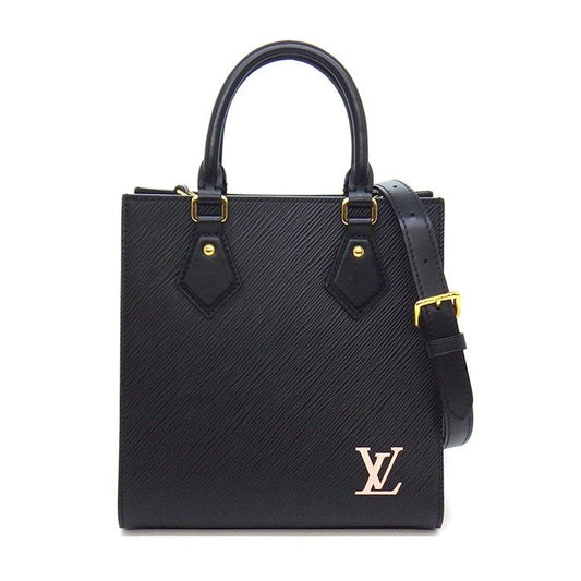 Louis Vuitton Handbag Sac Plat BB Black Epi Leather Smooth Monogram