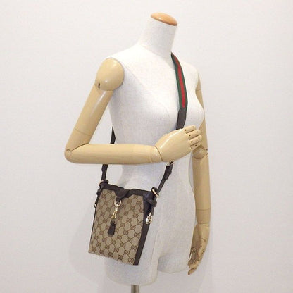 Gucci Shoulder Bag Mini Bucket Small Beige Ebony Original GG Canvas Leather Gold — view 8