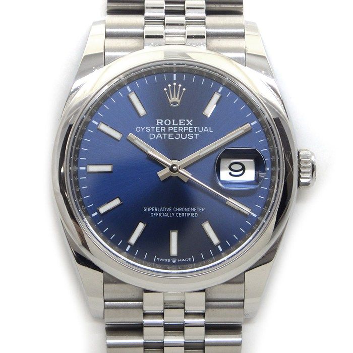 Rolex Watch Datejust Roulett Sunray Blue Dial Date Luminous Hands Index SS