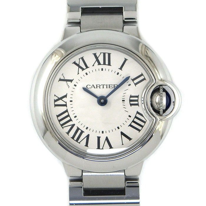 Cartier Watch Baron Blue SM Silver Dial Roman Index SS Quartz Analog