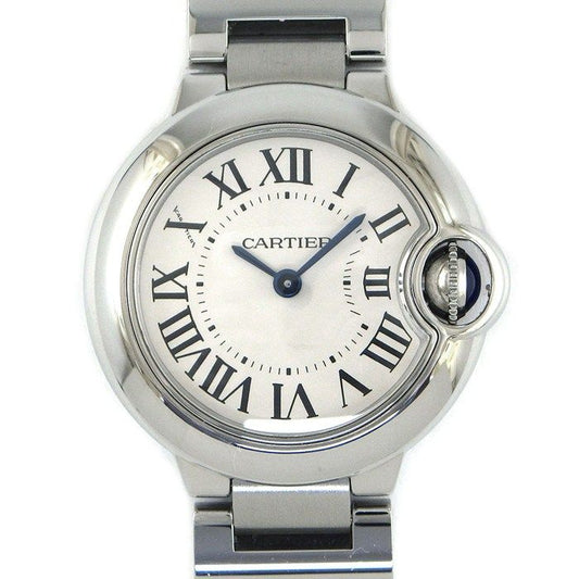Cartier Watch Baron Blue SM Silver Dial Roman Index SS Quartz Analog