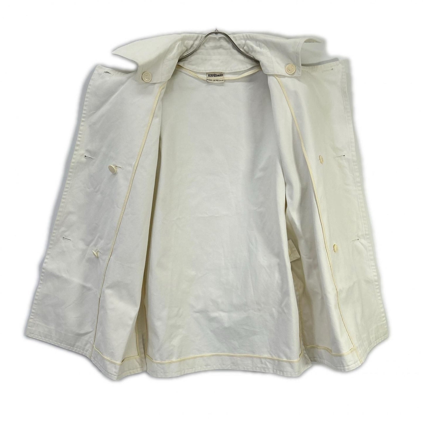 Hermes Martin Margiela Era White Cotton 100 Double Breasted Short Coat 36 — view 3
