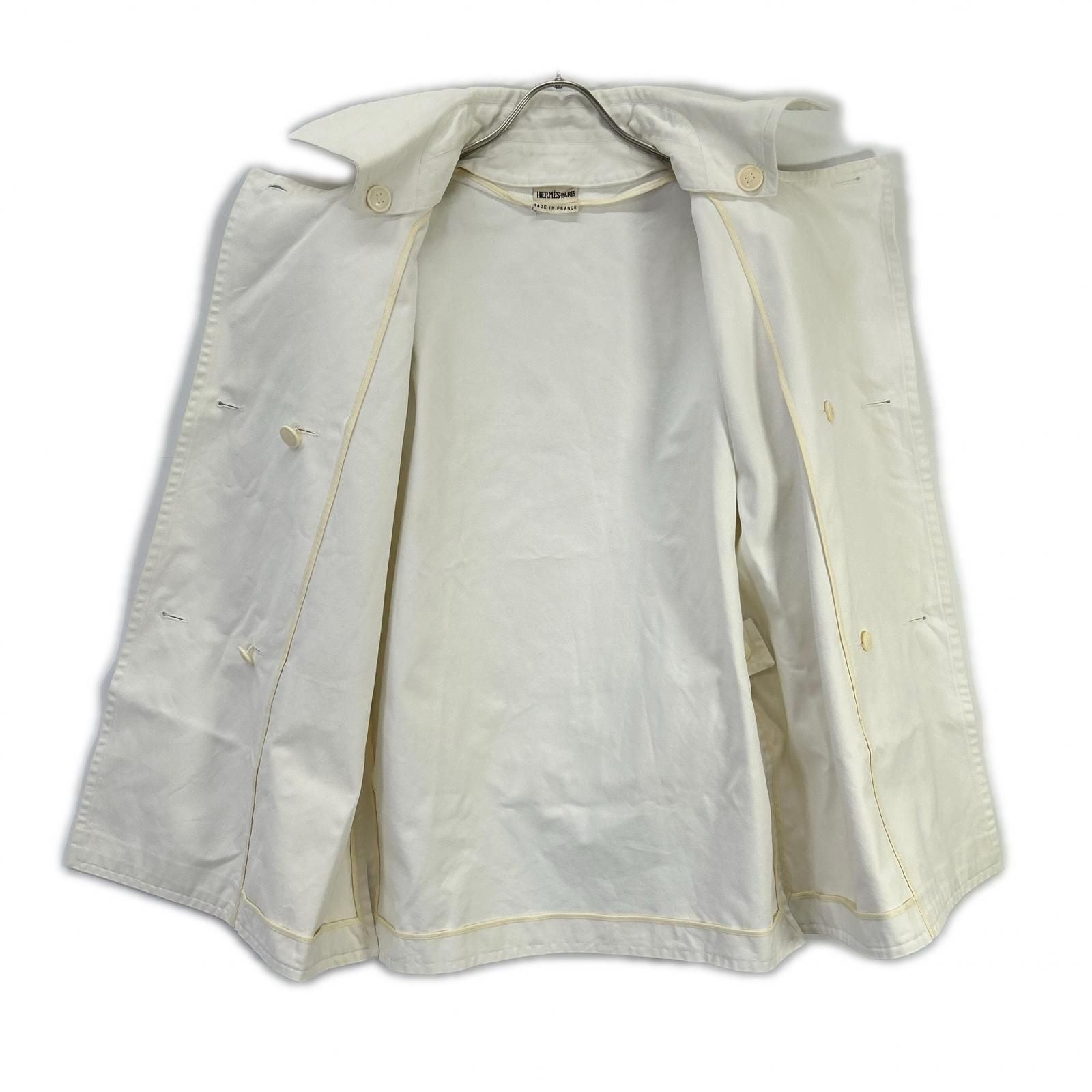 Hermes Martin Margiela Era White Cotton 100 Double Breasted Short Coat 36 — view 3