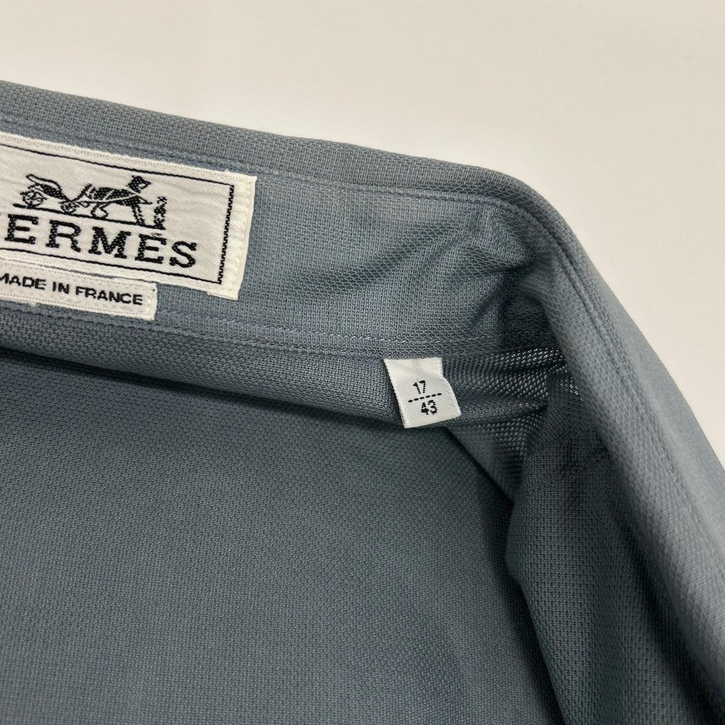 Hermes Blue Cotton 100% BD Open Collar Shirt 43 — view 7