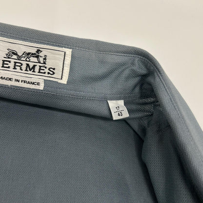 Hermes Blue Cotton 100% BD Open Collar Shirt 43 — view 7