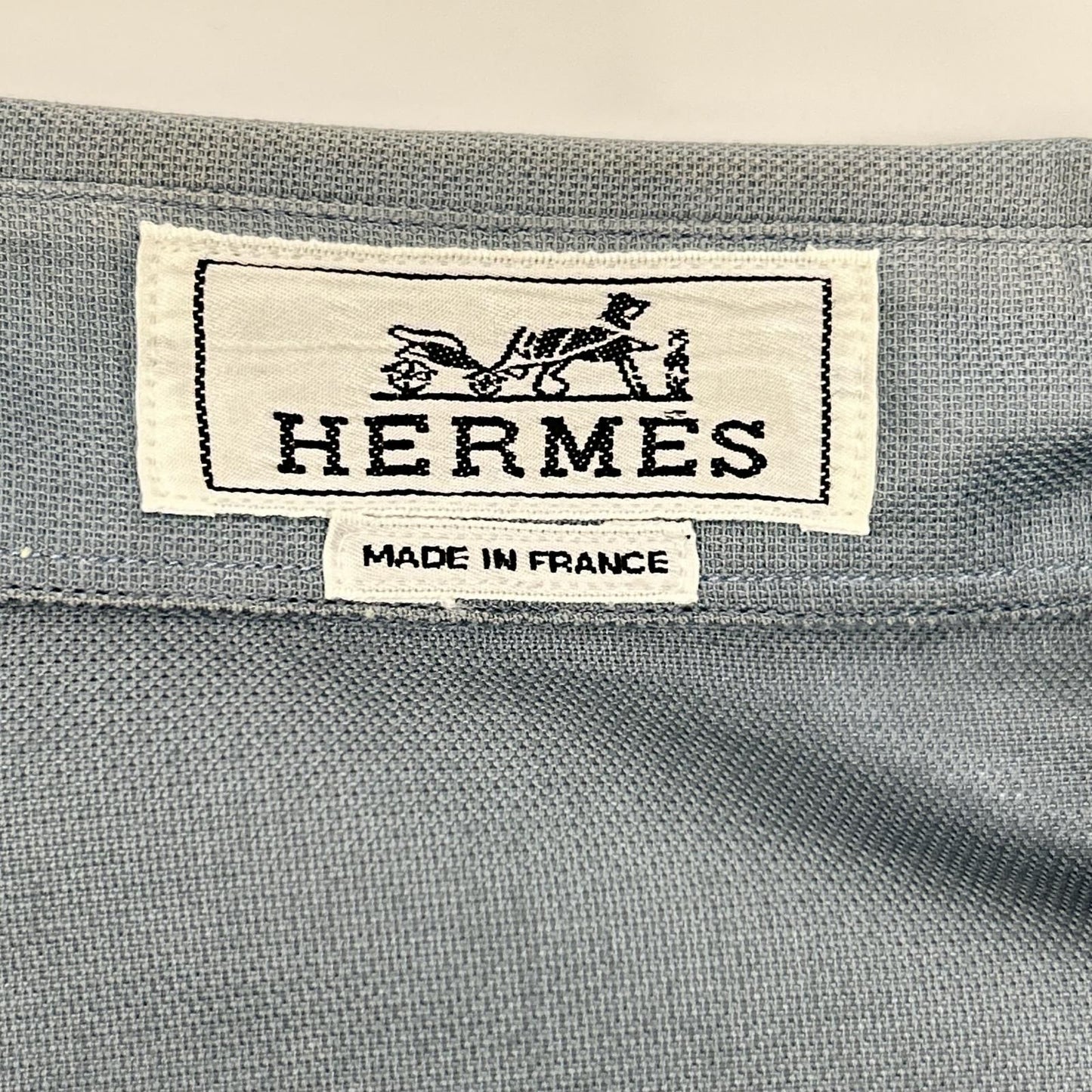 Hermes Blue Cotton 100% BD Open Collar Shirt 43 — view 3
