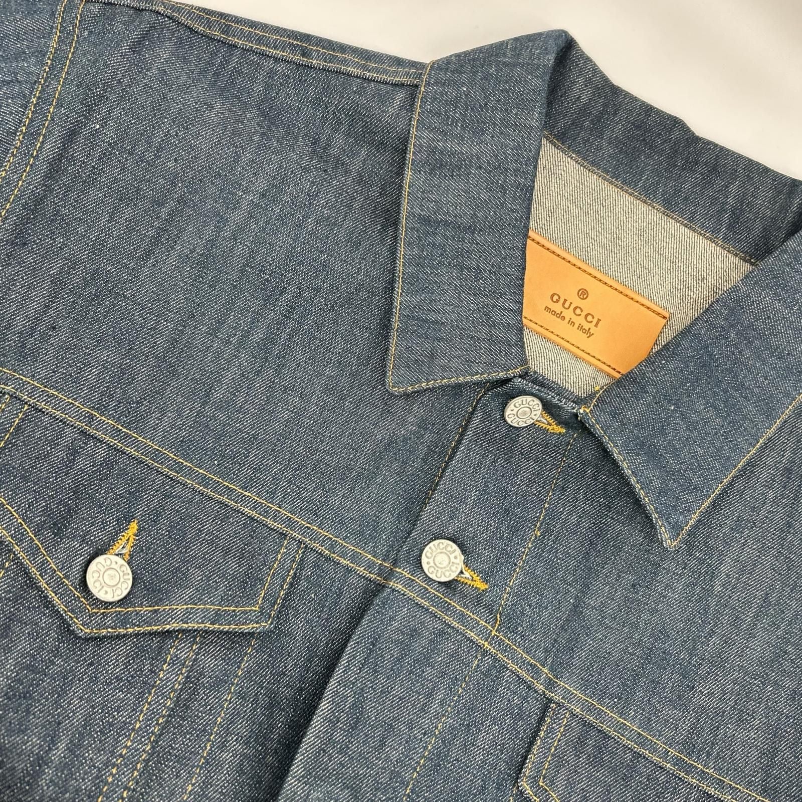 Gucci Blue Cotton Leather Patch Jacket 52 — view 8