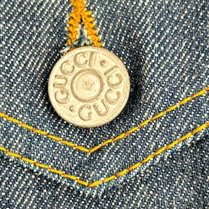 Gucci Blue Cotton Leather Patch Jacket 52 — view 7